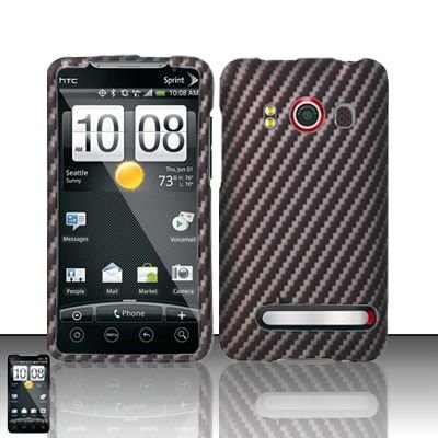 Hard Rubber Feel Design Case for HTC EVO 4G (Sprint) - Carbon Fiber V2