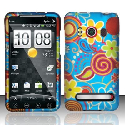 Hard Rubber Feel Design Case for HTC EVO 4G (Sprint) - Summer Flowers