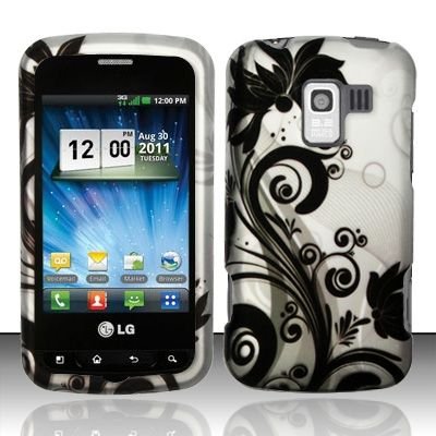 Hard Rubber Feel Design Case for LG Enlighten/Optimus Slider - Black Vines