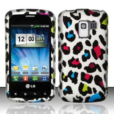 Hard Rubber Feel Design Case for LG Enlighten/Optimus Slider - Colorful Leopard
