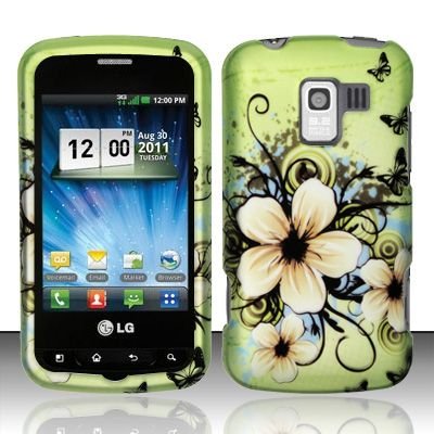 Hard Rubber Feel Design Case for LG Enlighten/Optimus Slider - Hawaiian Flowers