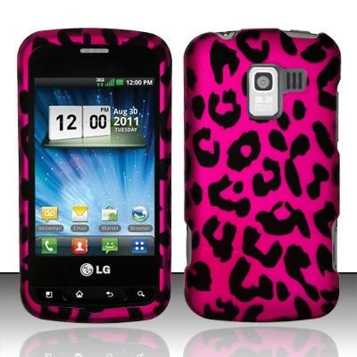 Hard Rubber Feel Design Case for LG Enlighten/Optimus Slider - Pink Leopard