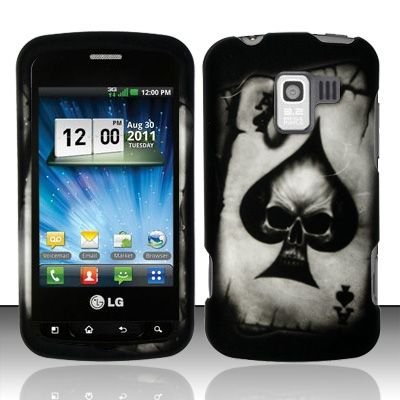 Hard Rubber Feel Design Case for LG Enlighten/Optimus Slider - Spade Skull
