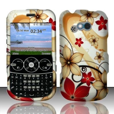 Hard Rubber Feel Design Case for LG 900g (StraightTalk) - Red Flowers