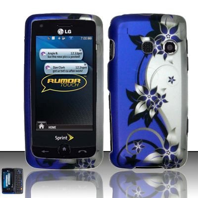 Hard Rubber Feel Design Case for LG Rumor Touch/Banter Touch (Sprint/MetroPCS) - Purple Vines