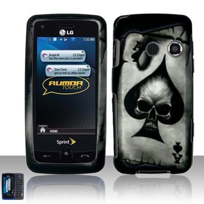 Hard Rubber Feel Design Case for LG Rumor Touch/Banter Touch (Sprint/MetroPCS) - Spade Skull