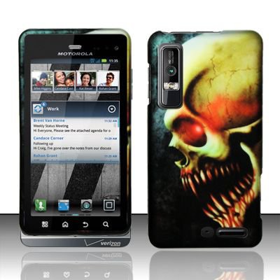 Hard Rubber Feel Design Case for Motorola Droid 3 (Verizon) - Barbaric Skull