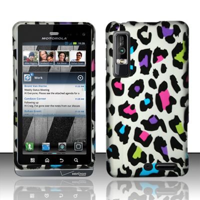 Hard Rubber Feel Design Case for Motorola Droid 3 (Verizon) - Colorful Leopard