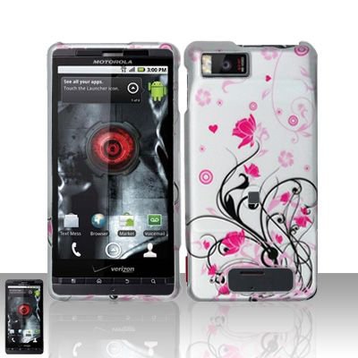Hard Rubber Feel Design Case for Motorola Droid X MB810 (Verizon)/Milestone X - Pink Garden