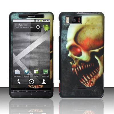 Hard Rubber Feel Design Case for Motorola Droid X MB810 (Verizon)/Milestone X - Barbaric Skull