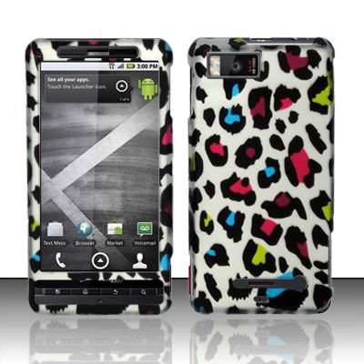 Hard Rubber Feel Design Case for Motorola Droid X MB810 (Verizon)/Milestone X - Colorful Leopard