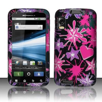 Hard Rubber Feel Design Case for Motorola Atrix 4G MB860 (AT&T) - Love Splash