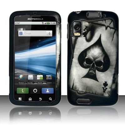 Hard Rubber Feel Design Case for Motorola Atrix 4G MB860 (AT&T) - Spade Skull