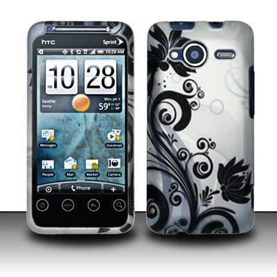 Hard Rubber Feel Design Case for HTC EVO Shift 4G - Black Vines