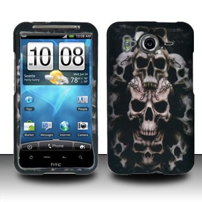 Hard Rubber Feel Design Case for HTC Inspire 4G/Desire HD - Ancient Skulls