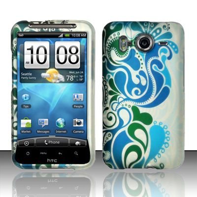Hard Rubber Feel Design Case for HTC Inspire 4G/Desire HD - Blue Swirl