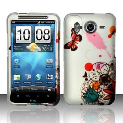 Hard Rubber Feel Design Case for HTC Inspire 4G/Desire HD - Butterfly Paint