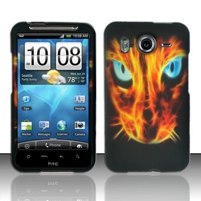 Hard Rubber Feel Design Case for HTC Inspire 4G/Desire HD - Fire Kitten