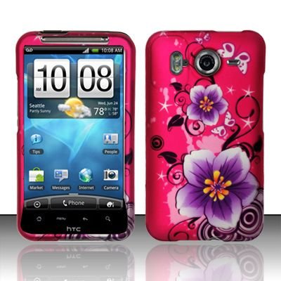 Hard Rubber Feel Design Case for HTC Inspire 4G/Desire HD - Hibiscus Flowers