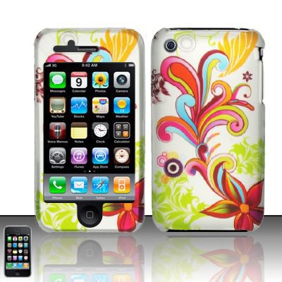 Hard Rubber Feel Design Case for Apple iPhone 3G/3Gs - Stunning Flowers