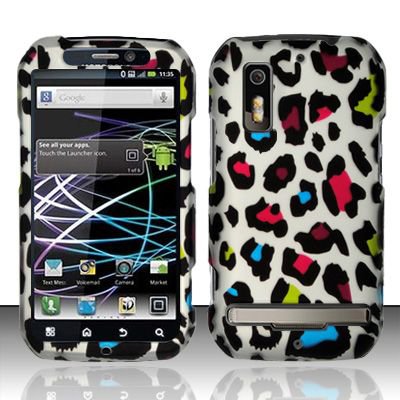 Hard Rubber Feel Design Case for Motorola Photon 4G MB855 (Sprint) - Colorful Leopard