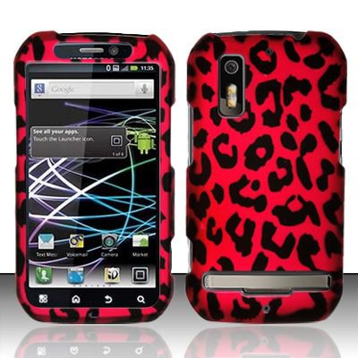 Hard Rubber Feel Design Case for Motorola Photon 4G MB855 (Sprint) - Pink Leopard