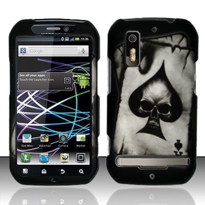 Hard Rubber Feel Design Case for Motorola Photon 4G MB855 (Sprint) - Spade Skull