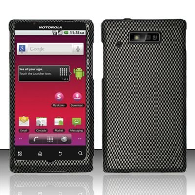 Hard Rubber Feel Design Case for Motorola Triumph WX435 (Virgin Mobile) - Carbon Fiber