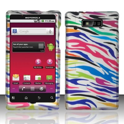 Hard Rubber Feel Design Case for Motorola Triumph WX435 (Virgin Mobile) - Colorful Zebra