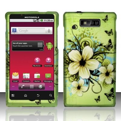 Hard Rubber Feel Design Case for Motorola Triumph WX435 (Virgin Mobile) - Hawaiian Flowers