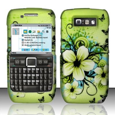 Hard Rubber Feel Design Case for Nokia E71 - Hawaiian Flowers