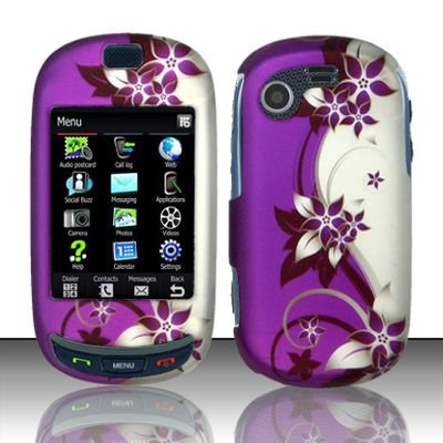 Hard Rubber Feel Design Case for Samsung Gravity Touch - Purple Vines