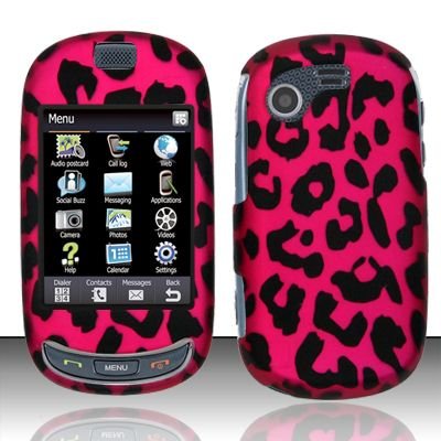 Hard Rubber Feel Design Case for Samsung Gravity Touch - Pink Leopard