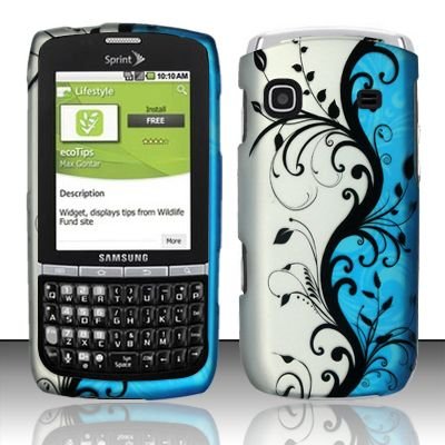 Hard Rubber Feel Design Case for Samsung Replenish M580 - Blue Vines