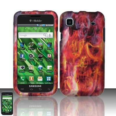 Hard Rubber Feel Design Case for Samsung Vibrant/Galaxy S T959 - Burning Skull
