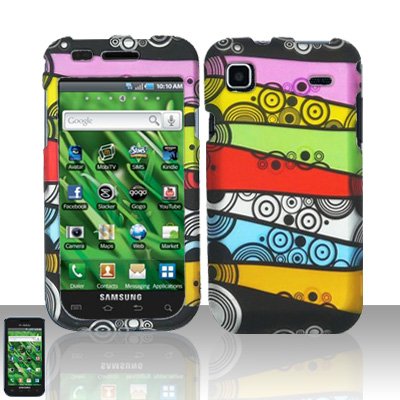 Hard Rubber Feel Design Case for Samsung Vibrant/Galaxy S T959 - Colorful Stripes