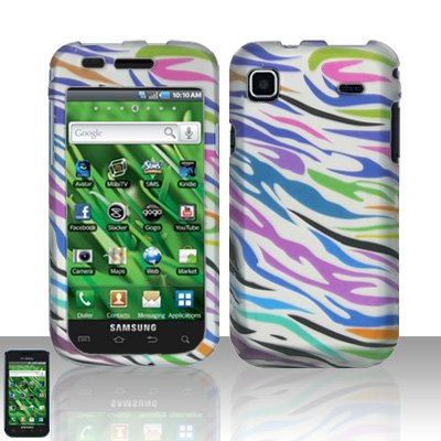 Hard Rubber Feel Design Case for Samsung Vibrant/Galaxy S T959 - Colorful Zebra
