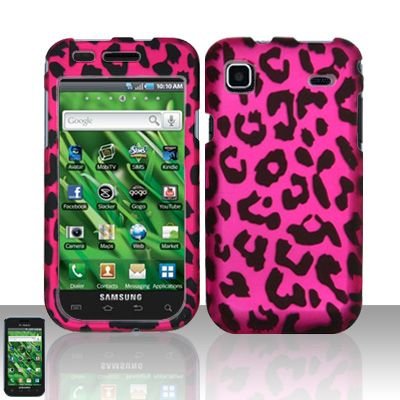 Hard Rubber Feel Design Case for Samsung Vibrant/Galaxy S T959 - Pink Leopard