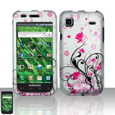 Hard Rubber Feel Design Case for Samsung Vibrant/Galaxy S T959 - Pink Garden