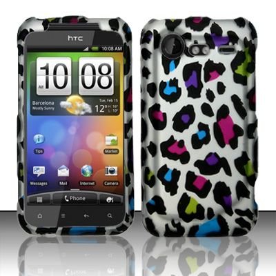 Hard Rubber Feel Design Case for HTC DROID Incredible 2 6350 (Verizon) - Colorful Leopard