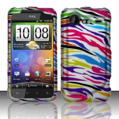 Hard Rubber Feel Design Case for HTC DROID Incredible 2 6350 (Verizon) - Colorful Zebra
