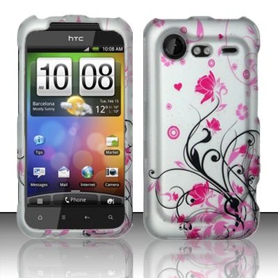 Hard Rubber Feel Design Case for HTC DROID Incredible 2 6350 (Verizon) - Pink Garden
