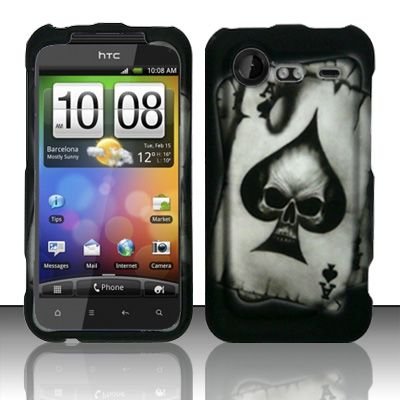 Hard Rubber Feel Design Case for HTC DROID Incredible 2 6350 (Verizon) - Spade Skull