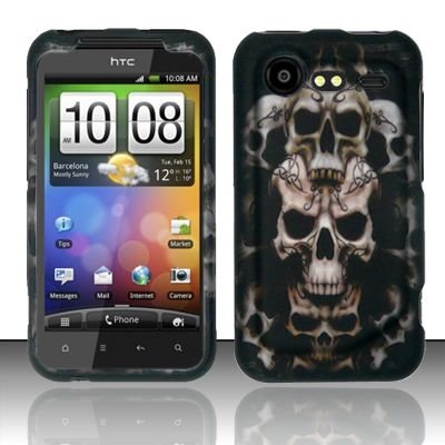 Hard Rubber Feel Design Case for HTC DROID Incredible 2 6350 (Verizon) - Ancient Skulls