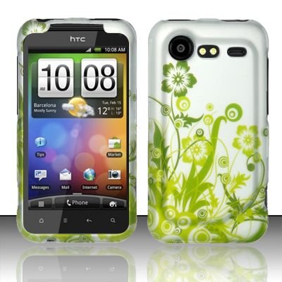 Hard Rubber Feel Design Case for HTC DROID Incredible 2 6350 (Verizon) - Green Vines