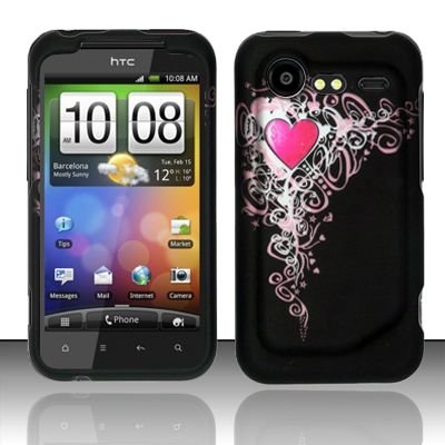 Hard Rubber Feel Design Case for HTC DROID Incredible 2 6350 (Verizon) - Royal Heart