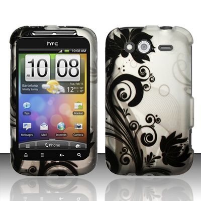 Hard Rubber Feel Design Case for HTC Wildfire S - Black Vines