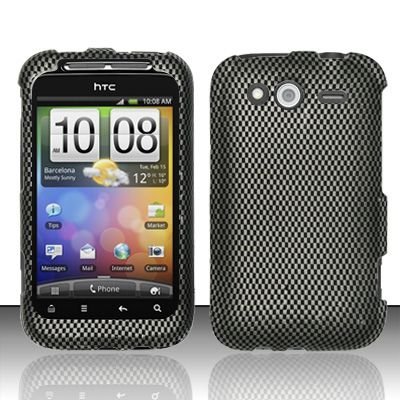 Hard Rubber Feel Design Case for HTC Wildfire S - Carbon Fiber