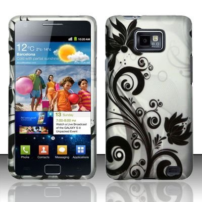 Hard Rubber Feel Design Case for Samsung Galaxy S II i777/i9100 (AT&T) - Black Vines