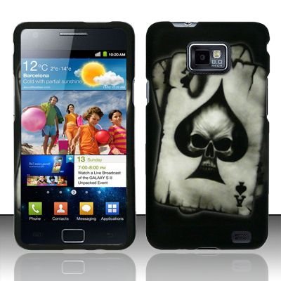 Hard Rubber Feel Design Case for Samsung Galaxy S II i777/i9100 (AT&T) - Spade Skull